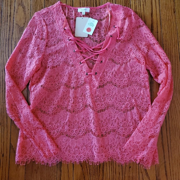 love J Tops - Pink lace long sleeve top
